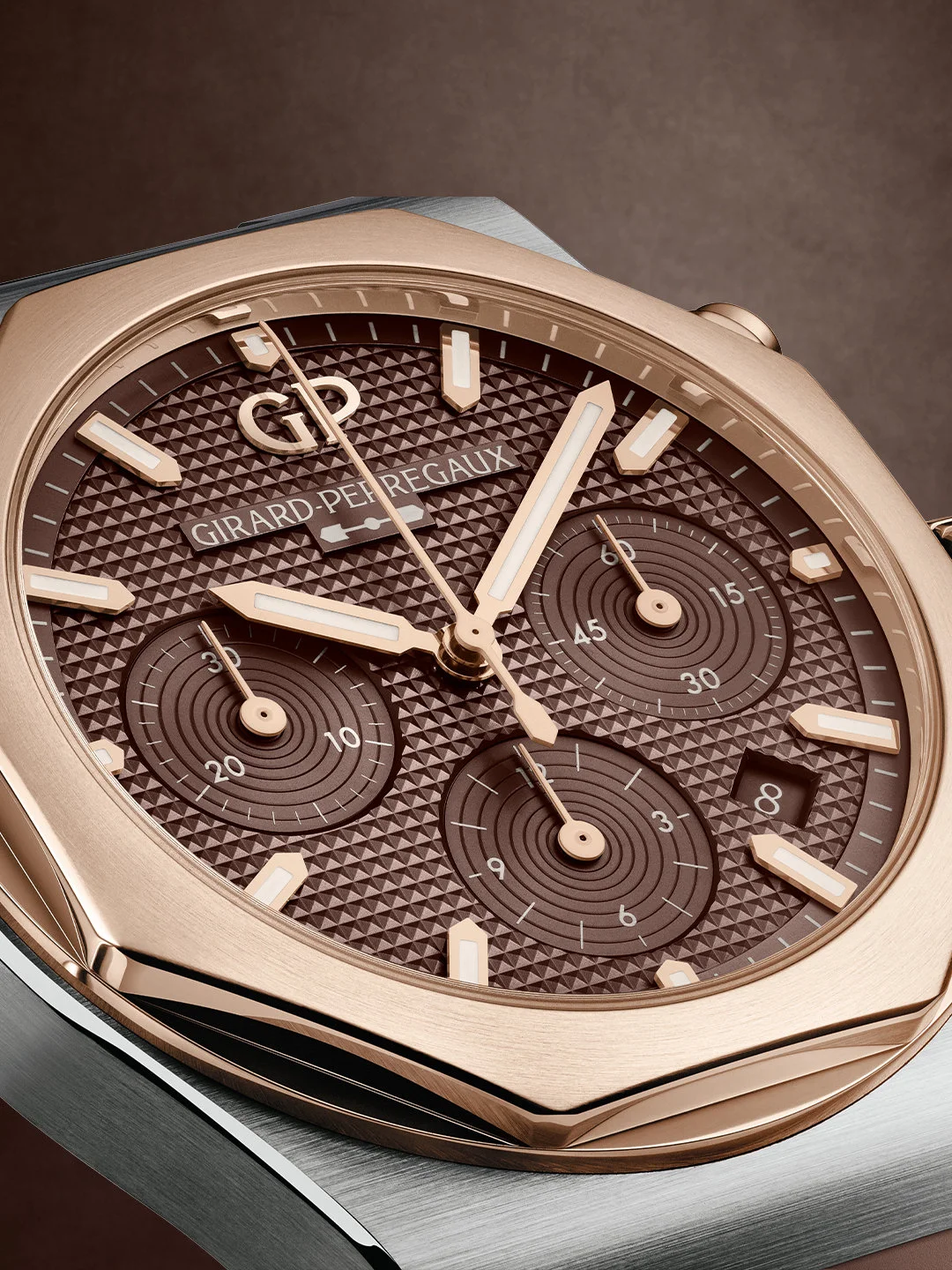 Braunes Clous-de-Paris-Zifferblatt der Laureato Chronograph